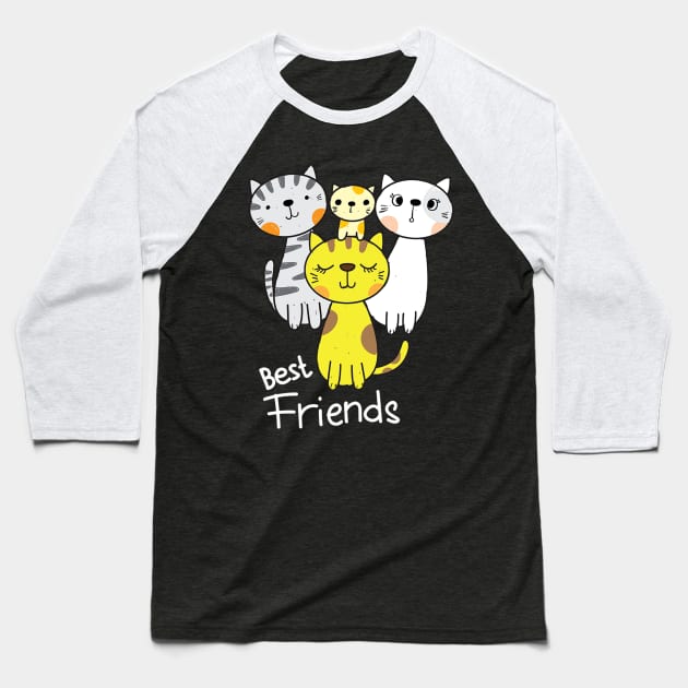 Cute cat Baseball T-Shirt by white.ink